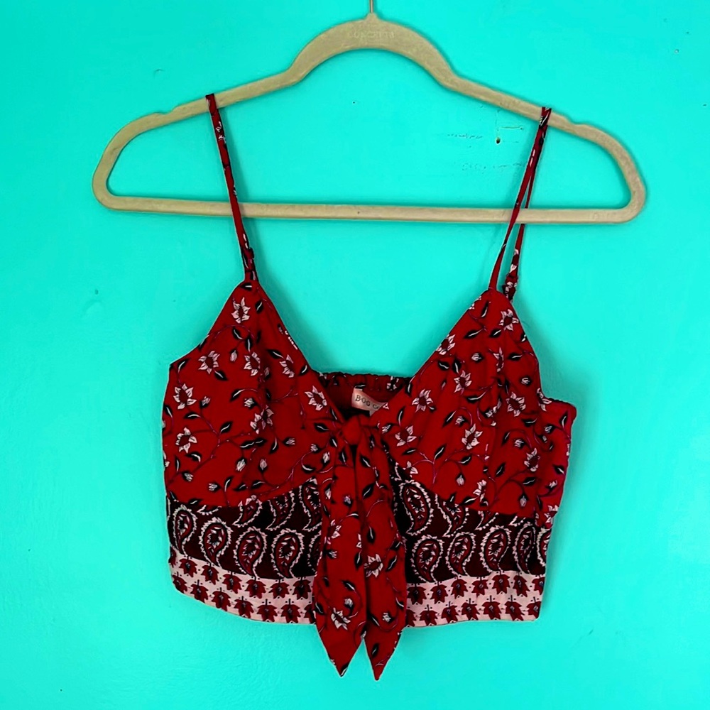 Red Patterned Crop Top